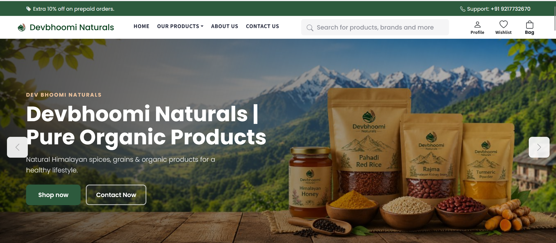 dev bhoomi naturals website