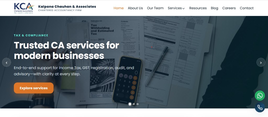Kalpana Chauhan and Associates chartered accountancy website